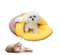 UzeEnde Cat Cave Bed - Winter Stripe Slipper Style Pet Bed with Thickened Lamb Fleece Warm Plush Anti Slip Bottom Soft Cozy Nest for Indoor Cats Puppies Small Dogs Sleeping (Yellow,L)
