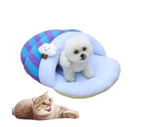 UzeEnde Cat Cave Bed - Winter Stripe Slipper Style Pet Bed with Thickened Lamb Fleece Warm Plush Anti Slip Bottom Soft Cozy Nest for Indoor Cats Puppies Small Dogs Sleeping (Blue,S)