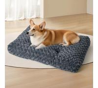 UzeEnde Dog and Cat Bed - Plush Thickened Fleece Crate Pad Non-Slip Warm Cozy Washable Sleeping Mat Calming Cushion Soft Quilted Mattress for Indoor Floor Sofa Kennel Grey (XXL-110 * 75 * 10CM)