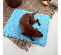 UzeEnde Dog Cooling Mat - Summer Ice Silk Pet Sofa Pad Washable Non-Slip Cushion Cooling Blanket for Small To Large Dogs Cats Couch Bed Floor Crate Car Travel Indoor Outdoor (Blue,XS: 16"×12")