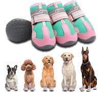 UzeEnde Dog Shoes for Large Small Medium Dogs - Breathable Mesh Pet Boots with Anti Slip Rubber Sole Reflective Strap Outdoor Dog Sneakers for Walking Hiking Camping Snow Grass All Seasons (#1,4#)