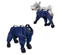 UzeEnde Dog Snowsuit with Attached Boots - Waterproof PU Anti-Slip Suspender Booties, Dirty-Proof Full-Leg Protector for Small Medium Dogs Outdoor Walking Hiking Running (B,Large)