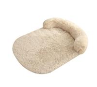 UzeEnde Fluffy Plush Calming Dog Bed - Cozy Anti-Anxiety Sponge Pet Sofa Mat with Neck Bolster, Soft Washable Furniture Protector for Large Medium Small Dogs Cats Indoor Resting Use (#6,S:65X50cm)
