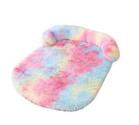 UzeEnde Fluffy Plush Calming Dog Bed - Cozy Anti-Anxiety Sponge Pet Sofa Mat with Neck Bolster, Soft Washable Furniture Protector for Large Medium Small Dogs Cats Indoor Resting Use (#11,M:80X60cm)