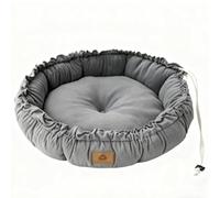 UzeEnde Pet Pad for Cat & Small Dog - Reversible Drawstring Round Bed Foldable Comfortable Sleeping Cushion Soft Cozy Non-Slip Bottom Portable Washable Indoor Cuddle Mat (Small,Gray)