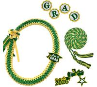 UzeEnde Ribbon Graduation Leis Necklace for Graduation Parties - Handmade Double Braided Ribbon Garland with Grad Letters Gift Party Accessories for Class of 2026 Women Men (#3)