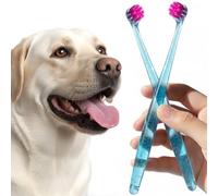 UZENEY Dog Toothbrush for Medium and Large Dogs&Cats, 2pcs, Ultra Soft Bristle, Long-Lasting Handle, Pet Tooth Brush and Dental Care Kit, Super Thin Bristle Gentle on Gum for Sensitive Pets, Blue