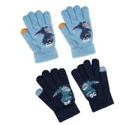 Uzepie 2 Pairs Kids Winter Gloves - Magic Stretch Soft, Full Finger Knitted Gloves for Boys & Girls, Blue & Black