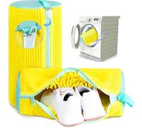 UZER Shoe Washing Machine Bag, 2 PC Reusable XXL Shoes Laundry Bag for Washer & Dryer with Concealed Heavy-Duty Zipper to Protects Shoes & Machine,Cleaning Bag for Sneakers & Tennis Shoe (Yellow)
