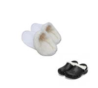 UZEXYO 1 Pair White Fluffy Crocs Liners Replacement, Croc Liner, Washable Winter Clogs Liner Insoles, Fur Liners, Warm House Slippers Fleece for Crocs