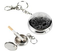 UZEXYO 1 PC Portable Pocket Ashtray, Portable Ashtrays for Cigarettes with Key Chain and Cigarette Snuffer, Pocket Ashtray, Travel Ashtray (Carved Pattern)