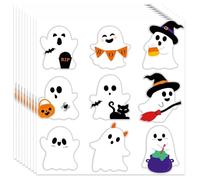 UZEXYO 108 Pcs Cute Ghost Halloween Stickers for Kids Happy Halloween Decorations Self Adhesive White Ghost Labels for Sweet Bags Party Supplies Crafts