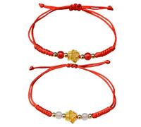 UZEXYO 2 Pack Rakhi Bracelets for Brothers, Gold Lotus Charm Adjustable Wristbands for Gift, Durable Sacred Thread Symbolizing Strong Sibling Bond