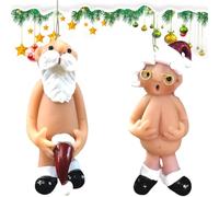 UZEXYO 2 pcs Christmas Naughty Santa Christmas Ornament Decorations,Santa Decorative Xmas Decor Ornaments Party Gifts,Stocking Cap Santa Ornament Naked(S,5CM)