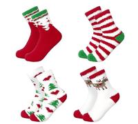 UZEXYO 4 Paare Kuschelsocken Damen Weihnachten Flauschige Wintersocken Lustige Bunte Socken als Geschenk für Frauen Adventskalender Füllung