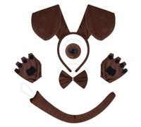 UZEXYO 5 Piece Dog Man Costume Set with Ears Headband Nose Bow Tie Tail and Paw Gloves for Adults Kids Fancy Dress World Book Day Halloween Party