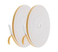 UZEXYO Draught Excluder Self Adhesive Foam Tape Weather Stripping for Window and Door Gap Seal Insulation Soundproofing Strip 2 Rolls 12M Total 6mm x 3mm White