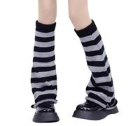 UZEXYO Emo Leg Warmers for Women Girls Goth Clothes Kawaii Japanese Style Striped Knit Y2K Gothic Accessories Leg Sleeves