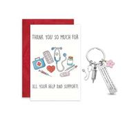 UZEXYO Nurse Gifts Appreciation Set Thank You Card with Red Envelope & Inspirational Nurse Keyring Thoughtful Gifts for Nurses Medical Student Midwife Paramedic Doctor Graduation Week Present