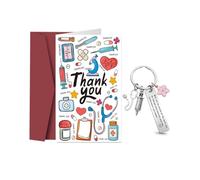 UZEXYO Nurse Gifts Thank You Card with Red Envelope and Keyring, Paramedic Pharmacist Medical Staff Appreciation Gift for Women Female Nurses, Student Nurse Graduation Keychain