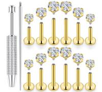 Uzgtvy 14G Gold Lip Labret Medusa Monroe Ashley Ring Piercing Jewelry Snake Bite Flat Back Nose Ring Stud 14 Gauge Surgical Stainless Steel Cartilage Tragus Helix Conch Earring Women Men 6mm 8mm 10mm