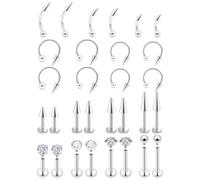 Uzgtvy 16G Spike Lip Labret Medusa Monroe Nose Rings Hoop Stud Snake Bites Angel Fangs Piercing Jewelry Surgical Stainless Steel Flat Back Cartilage Helix Tragus Earrings Piercing Jewelry Womem Men
