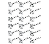 Uzgtvy 18G 20G 22G Nose Rings Studs with Cubic Zirconia 316L Surgical Steel Straight Screw L Shaped Nose Studs Piercing Jewelry for Women Men Girl CZ 1.5mm 2mm 2.5mm 3mm 20Pcs, Crystal Rhinestone