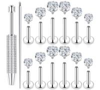 Uzgtvy 18G Silver Lip Labret Medusa Monroe Ashley Ring Piercing Jewelry Snake Bite Flat Back Nose Ring Stud 18 Gauge Surgical Stainless Steel Cartilage Tragus Helix Conch Earrings Women Men 6mm 7mm