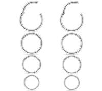 Uzgtvy 18G Silver Nose Rings Hoop Piercing Jewelry Surgical Stainless Steel Hinged Clicker Septum Nose Lip Ring 18 Gauge Helix Cartilage Rook Daith Tragus Earrings Smiley Piercing Jewelry Women Me