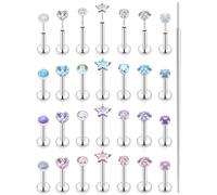 Uzgtvy 20G 18G 16G Threadless Lip Labret Medusa Monroe Nose Piercing Jewelry Surgical Steel Snake Bites Lip Rings Flat Back Push in Cartilage Tragus Helix Conch Earring Stud 6mm 7mm 8mm 10mm Bars