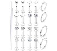 Uzgtvy 20G 18G 16G Threadless Lip Labret Medusa Monroe Nose Piercing Jewelry Surgical Steel Snake Bites Lip Rings Flat Back Push in Cartilage Tragus Helix Conch Earring Stud 6mm 8mm 10mm Bars, Crystal