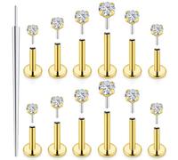Uzgtvy 20G 18G 16G Threadless Lip Labret Medusa Monroe Nose Piercing Jewelry Surgical Steel Snake Bites Lip Rings Flat Back Push in Cartilage Tragus Helix Conch Earring Stud 6mm 7mm 8mm Bars, Crystal