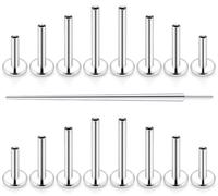 Uzgtvy 20G 18G 16G Threadless Lip Labret Medusa Monroe Piercing Bars Push in Surgical Steel Snake Bites Lip Rings Flat Back Cartilage Tragus Helix Conch Earring 6mm 7mm 8mm 10mm Bars Silver, Crystal