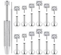 Uzgtvy 20G 18G 16G Threadless Lip Labret Nose Rings Studs Flat Back Earrings 316L Surgical Steel Snake Bites Lip Medusa Monroe Rings Push in Cartilage Tragus Helix Conch Earrings Studs 6mm 8mm 10mm