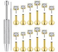 Uzgtvy 20G 18G 16G Threadless Lip Labret Nose Rings Studs Flat Back Earrings 316L Surgical Steel Snake Bites Lip Medusa Monroe Rings Push in Cartilage Tragus Helix Conch Earrings Studs 6mm 8mm 10mm