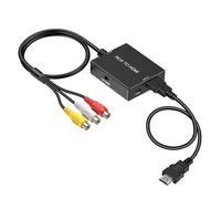 Uzifhdhi RCA to HDMI Adapter Converter, AV to HDMI Converter with HDMI Cable Supports PAL/NTSC for PS2/VHS/VCR/Blue-Ray DVD ect.