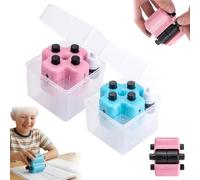 UZIPZ 4-In-1 Maths Roller Stamp, Reusable Magic Stamp Maths for Addition Subtraction Multiplication Division Within 100, Random Roller Maths Practice Stamps for Preschool (2PCS Pink+Blue)