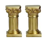 Uziqueif 2 Pcs Mini Roman Pillar Greek Columns - Resin Roman Column Statues Decor, Small Greek Column Figurine Base Candle Holder Candlestick Stand for Wedding Home Office Table Decoration,Gold