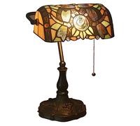 Uziqueif Bankers Lamp Green, Tiffany style lamp With Pull Chain Switch, Stained Glass Desk Lamp, Reading Lamps for Home office, Bedroom Study, Bedside Table,Q