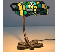 Uziqueif Bankers Vintage Tiffany Style Stained Glass Retro Classic Desk Lamp
