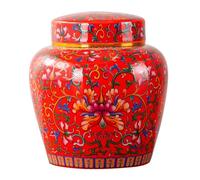Uziqueif Enamel Color Ceramic Tea Storage Jars & Tea Canisters - Medium Ceramic Sealed Food Storage Canister Jar with Alloy Screw Sealing Lid for Coffee, Sugar, Tea, Spices and Nuts, 800 ml,Red