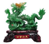 Uziqueif Feng Shui Chinese Zodiac Dragon Statue, Resin Dragon Ornaments Collectible Figurines Decoration for Luck & Wealth, Perfect for Your Home or Office, Emerald Color, 33 * 17 * 31cm