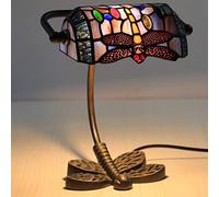 Uziqueif Glass Bankers Table Lamp, Reading Classic Retro LED Table Desk Lamp, E27 Vintage Tiffany lamp
