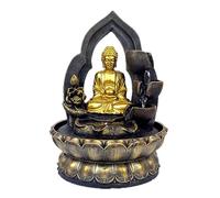 Uziqueif Indoor Sitting Buddha Tabletop Fountains - Small Zen Meditation Water Feature Desktop Fountain Waterfall for Home Office Living Room or Bedroom Indoor Spaces Décor,Gold,Buddha E