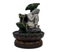 Uziqueif Indoor Sitting Buddha Tabletop Fountains - Small Zen Meditation Water Feature Desktop Fountain Waterfall for Home Office Living Room or Bedroom Indoor Spaces Décor,Grey,Buddha C