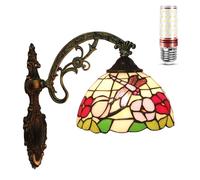 Uziqueif Indoor Wall Lamp, Bedroom Wall Light with Dragonfly Stained Glass Lampshade and Alloy Base, 8 inch Wall Lamps for Living Room Corridor Stairs Hallway Bedside Wall Lights, Dragonfly I