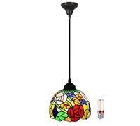 Uziqueif P, Pendant Light Fixtures, Tiffany Ceiling Light, Pendant Light Stained Glass, Kitchen Island Lights, Hanging Lights for Bedroom, Dining Room, Living Room, Height Adjustable, E27, Vintage