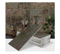 Uziqueif Peel and Stick Tile Stickers - 20x10 cm/8"x4" Wood Grain Matte PE Foam Wall Stickers for Kitchen Backsplash, Bathroom, Fireplace, Self-Adhesive, Waterproof, Oil-Proof,Green 36,32pcs