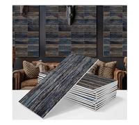 Uziqueif Peel and Stick Tile Stickers - 20x10 cm/8"x4" Wood Grain Matte PE Foam Wall Stickers for Kitchen Backsplash, Bathroom, Fireplace, Self-Adhesive, Waterproof, Oil-Proof,Dark Blue 33,16pcs