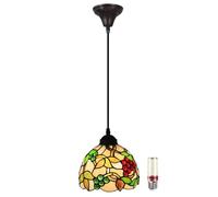 Uziqueif Pendant Light, Vintage Tiffany Ceiling Light Grape Glass Lampshade, E27 Hanging Lamp for Restaurants Bar Loft, Adjustable Height Hanging Lights